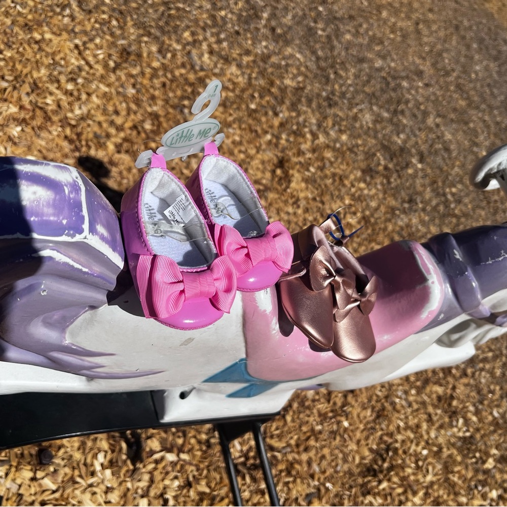 0-6 month NWOT 2 pair girls shoes pink and rose gold